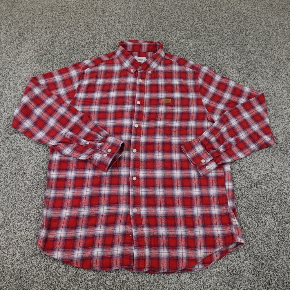 Simply Southern Shirt Mens Extra Large Red White Flannel Long Sleeve Button Up